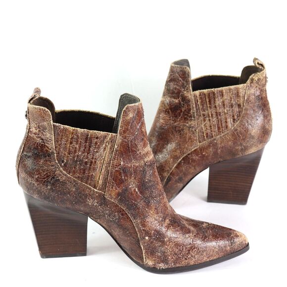 EC Donald J. Pliner Factory Distressed Cowboy Western Leather Booties - Picture 1 of 9